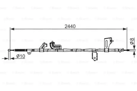 Трос стояночного гальма задн Лів (2440мм) NISSAN NAVARA, NAVARA NP300 2.5D/3.0D 11.01 Bosch 1987482425 Купити в Україні
