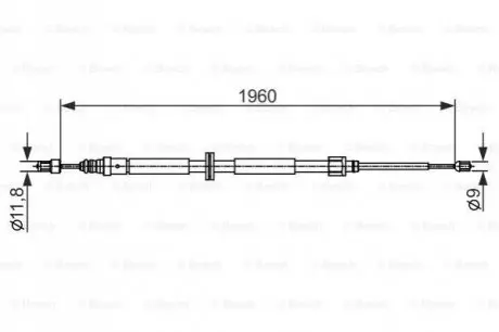 Трос стояночного гальма задн Лів/Прав (1960мм) RENAULT GRAND SCENIC III 1.2-2.0D 02.09-09.16 Bosch 1987482432 Купити в Україні