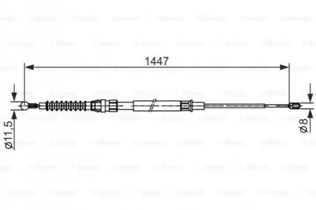 Трос ручника (задній) VW Golf V/Audi A3/Skoda Octavia 97-13 (1447mm) Bosch 1987482445 Купити в Україні