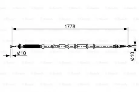 Трос стояночного гальма задн Лів (1778мм/1552мм) FIAT 500L 0.9-1.6D 09.12 Bosch 1987482509 Купити в Україні