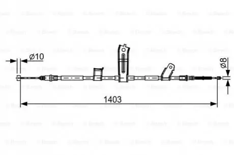 Трос стояночного гальма задн Лів (1403мм) CHEVROLET SPARK 1.0-1.2LPG 03.10 Bosch 1987482522 Купити в Україні