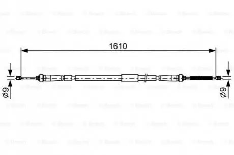 Трос стояночного гальма задн Прав (1610мм) RENAULT CLIO IV 0.9-1.5D 11.12-08.21 Bosch 1987482636 Купити в Україні