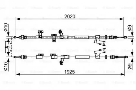 Трос стояночного гальма задн Лів/Прав (2020мм/1925мм) FORD KUGA II 1.5-2.5 10.12 Bosch 1987482709 Купити в Україні