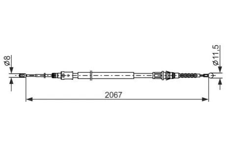 Трос стояночного тормоза задн Лев/Прав (2067мм/1207мм) DS DS 4 CITROEN C4 II, DS4 PEUGEOT 308, 308 I 1.2-2.0D 11.09 Bosch 1 987 482 869
