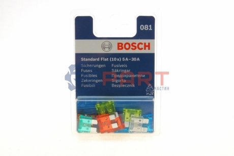 Комплект запобіжників (стандарт) 5A/7,5A/25A/30A/10A/15A/20A) (10шт) BOSCH 1 987 529 081 (фото 1)