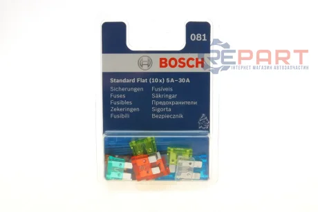 Комплект запобіжників (стандарт) 5A/7,5A/25A/30A/10A/15A/20A) (10шт) Bosch 1 987 529 081