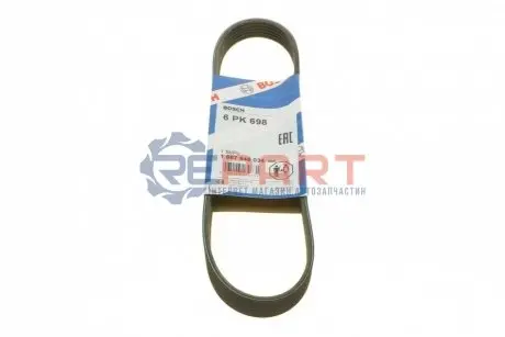 Поліклиновий ремінь (6PK698) CITROEN JUMPER I, JUMPER II, ZX FIAT BRAVO I, COUPE, DUCATO, MAREA LADA SAMARA PEUGEOT 306, 405 II, BOXER 1.1-2.0LPG 05.90-12.06 Bosch 1 987 946 034 Купити в Україні