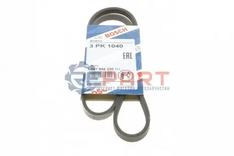 Поліклиновий ремінь (3PK1040) RENAULT CLIO II, KANGOO, KANGOO EXPRESS 1.4/1.6 08.97 Bosch 1 987 946 230 Купити в Україні