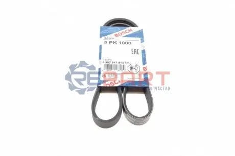 Поліклиновий ремінь (5PK1000) BMW 5 (E39), 7 (E38), 8 (E31), X5 (E53) FIAT TIPO LAND ROVER RANGE ROVER III MAZDA 626 II, XEDOS 9 PEUGEOT 405 I PORSCHE 944 TOYOTA CAMRY 1.6-4.4 06.81-08.05 Bosch 1 987 947 814 Купити в Україні