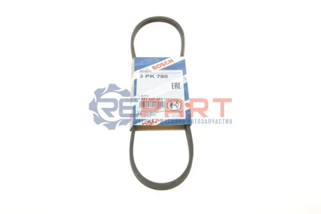Поліклиновий ремінь (3PK780) RENAULT 19 I, 19 II, 19 II CHAMADE 1.4 01.88-12.95 Bosch 1 987 947 852 Купити в Україні