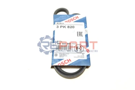 Поліклиновий ремінь (3PK820) FORD SIERRA II NISSAN ALMERA II SUZUKI SWIFT, SWIFT I, SWIFT II 1.0-1.8D 10.84-12.05 Bosch 1 987 947 853 Купити в Україні