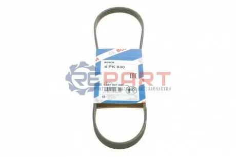 Поліклиновий ремінь (4PK830) BMW 7 (F01, F02, F03, F04) CHEVROLET AVEO / KALOS, SPARK DAIHATSU ROCKY HONDA CIVIC VI, CRX III NISSAN 100NX, ALMERA I, MICRA C+C III, MICRA III, NOTE 1.0-6.6 11.82 Bosch 1 987 947 857 Купити в Україні