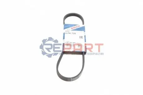 Поліклиновий ремінь (4PK725) DACIA LOGAN, LOGAN EXPRESS, LOGAN MCV, SANDERO NISSAN BLUEBIRD, MICRA II, PRAIRIE PRO RENAULT SANDERO/STEPWAY I SUBARU JUSTY I TOYOTA PREVIA I 1.0-2.4 12.85 Bosch 1 987 947 889 Купити в Україні