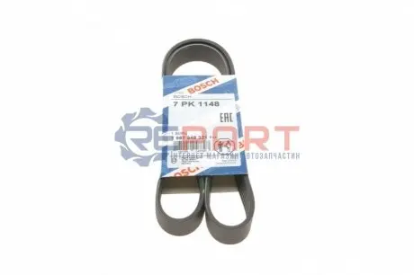 Поліклиновий ремінь (7PK1148, кондиціонер приводний) NISSAN INTERSTAR, QASHQAI +2, QASHQAI I OPEL MOVANO A RENAULT MASTER II TOYOTA LAND CRUISER, LAND CRUISER 90 1.6-3.0D 12.97 Bosch 1987948321 Купити в Україні