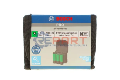 Набір ударних головок PRO 1/2" для шиномонтажу 17-19-21 мм (з покриттям) Bosch 2608003033 Купити в Україні