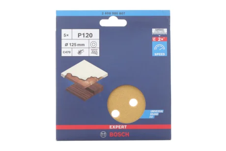 Шлифовальная бумага EXPERT P120 Ø125 мм (5шт) Bosch 2608900807