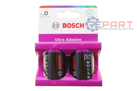 Батарейки лужнi Воsсh BATTERY Ultra D (LR20) 2 шт. Bosch 8594162800117