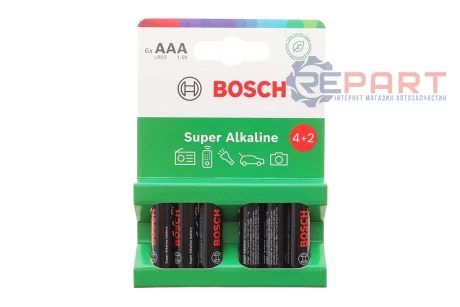 Батарейки лужнi BATTERY Super ААА (LR03) 4+2 шт. Bosch 8594162800179