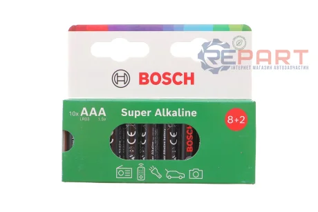 Батарейки лужнi BATTERY Super ААА (LR03) 10 шт. Bosch 8594162800230