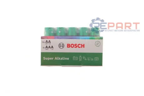 Батарейки лужнi BATTERY Super АА (LR6)xl0 ААА (LR03)x6 шт. фольга Bosch 8594162800247