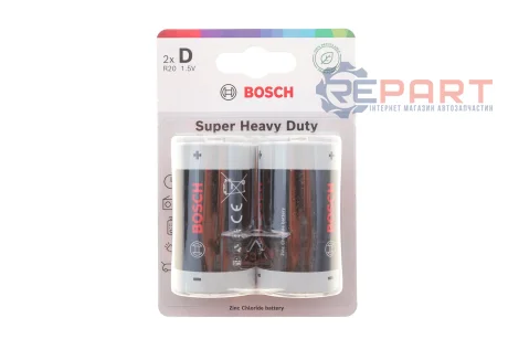 Батарейки цинково-вуглецевi BATTERY D (R20) 2 шт. Bosch 8594162800353