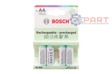Батарейки акумуляторнi BATTERY NiМh АА (HR6) 2100 mАh зарядженi 4 шт. Bosch 8594162800520