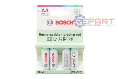 Батарейки акумуляторнi BATTERY NiМh АА (HR6) 2600 mАh зарядженi 4 шт. Bosch 8594162800537