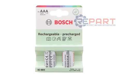 Батарейки акумуляторнi BATTERY NiMh ААА (HR03) 950 mАh зарядженi 4 шт. Bosch 8594162800544