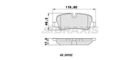 Колодки тормозные (задні) Land Rover Discovery IV 09-18 BRAXIS AA0216 Купити в Україні