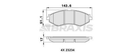 Гальмівні колодки комплект BRAXIS AA0285