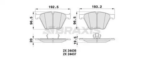 Колодки гальмівні (передні) BMW 5 (F07)/7 (F01)/X5 (E70/F15)/X6 (E71/F16) 06- (ATE) BRAXIS AA0415 Купити в Україні