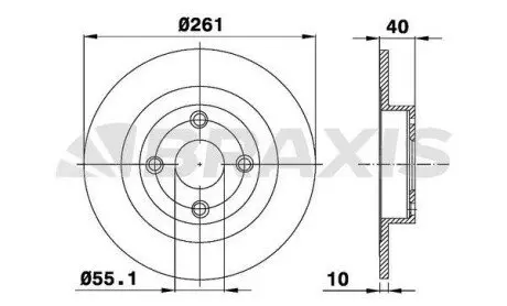 Диск гальмівний (задній) Mazda 323 98-04 (260.5x10) (повний) BRAXIS AE0466 Купити в Україні