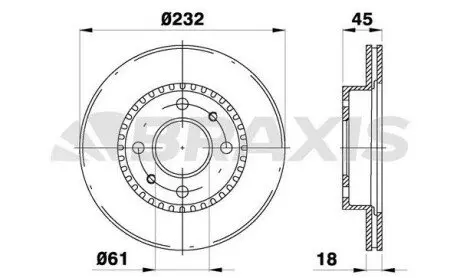 Фото Диск гальмівний (передній) Nissan Almera 1.4 95-00 BRAXIS (AE0655) зображення 1