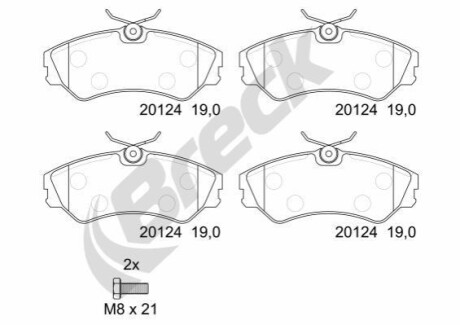Гальмівні колодки, дискові BRECK 201240070100 (фото 1)