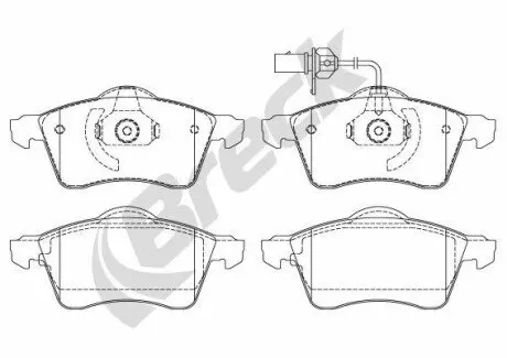 Колодки гальмівні (передні) VW T4 90-03 R15 (без датчиків) BRECK 218850070110