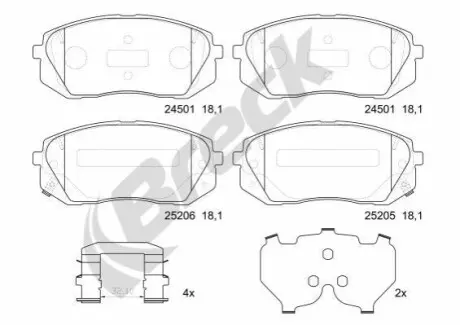 Колодки гальмівні (передні) Hyundai Tucson 15-/і40/іх35/Kia Sportage/Optima 10-/Soul 14 BRECK 252050070110