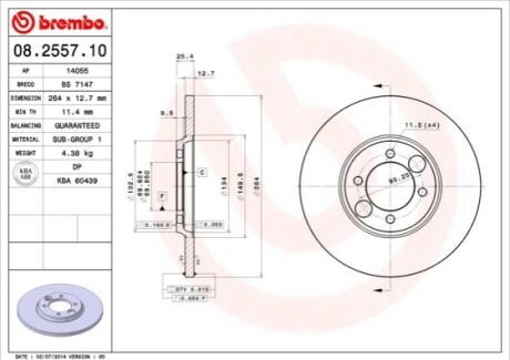 Гальмівний диск BREMBO 08255710