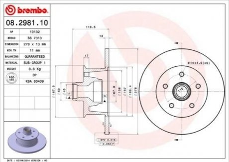 Тормозной диск BREMBO 08298110