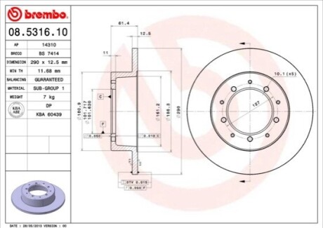 Гальмівний диск BREMBO 08531610