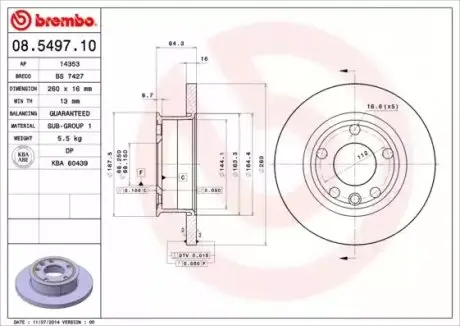 Диск тормозной BREMBO 08549710
