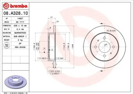 Тормозной диск BREMBO 08A32810