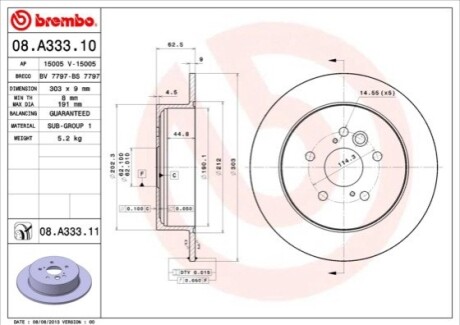 Диск тормозной BREMBO 08.A333.11