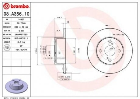 Гальмівний диск BREMBO 08A35610 (фото 1)