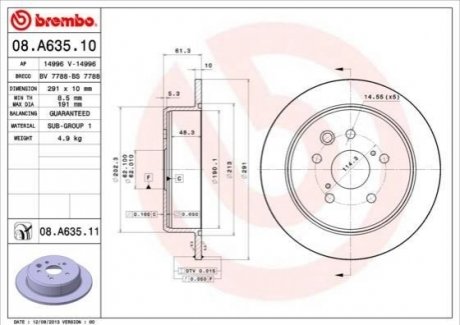 Гальмівний диск BREMBO 08.A635.11