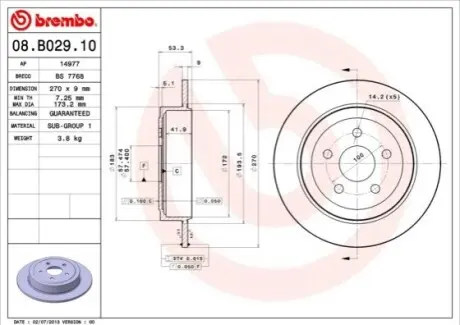 Диск тормозной BREMBO 08B02910