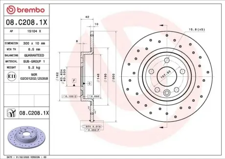 Автозапчасть BREMBO 08C2081X