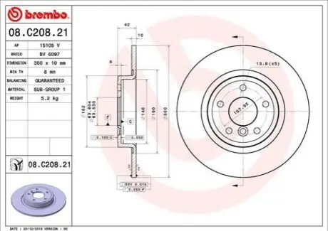 Диск тормозной BREMBO 08C20821