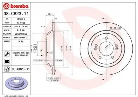 Tarcza ham. CARENS 3/13- tyі BREMBO 08C82311