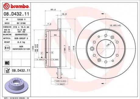 Диск тормозной задний BREMBO 08D43211