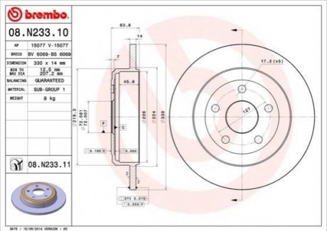 Гальмівний диск BREMBO 08.N233.11